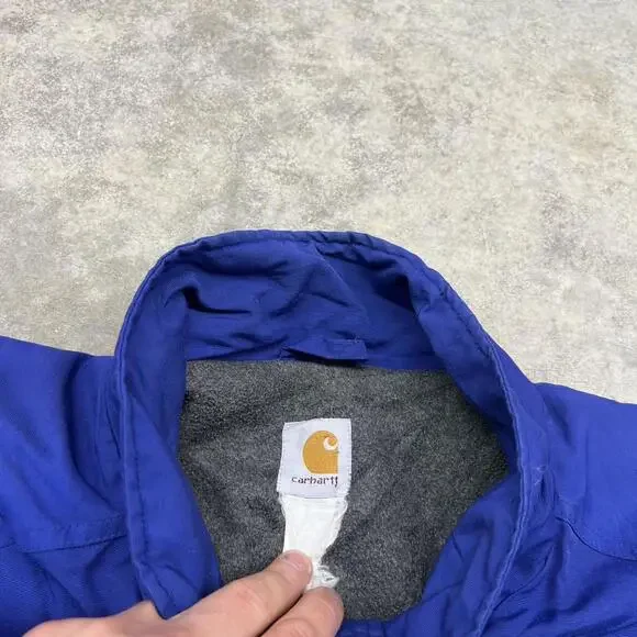 vintage carhartt royal blue fleece lined zip up bomber jacket size xxl - Picture 3 of 4